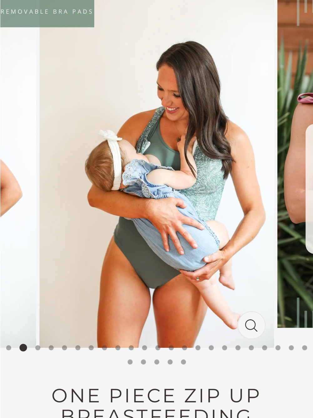 One-Piece Zip-Up Breastfeeding Swimsuit in Sage Green